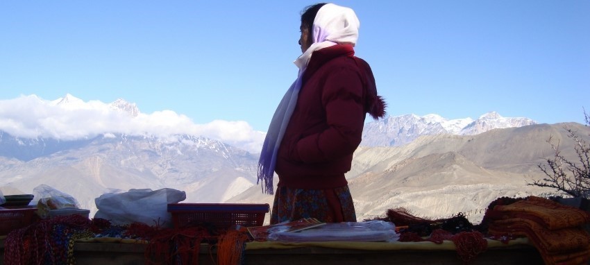 Jomsom Muktinath Trek - This lady is waiting to sell these things to pilgrimages in Muktinath Temple area