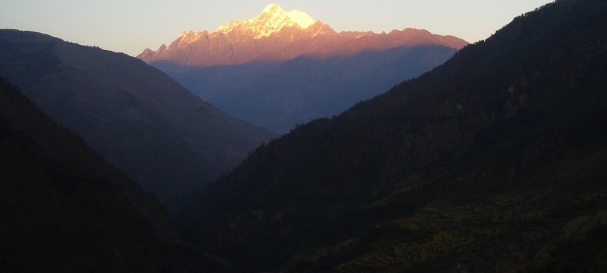 Tamang Heritage Trail - Sunset  view of Mt.Langtang Lirung from Tamang heritage trek